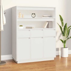 vidaXL Dulap &amp;icirc;nalt, alb, 89x40x116,5 cm, lemn masiv de pin 818216 foto