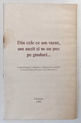 DIN CELE CE AM VAZUT , AM AUZIT SI M- AU PUS PE GANDURI ...de V. MALAHOV , REFERENT LA CONSILIUL UNIUNII FRATIEI ORTODOXE DIN MOSCOVA , 1992 foto
