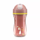 Canuta sport termorezistenta roz cu pai 14 luni+, 266ml, Chicco