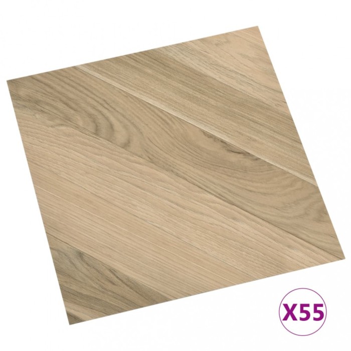 Placi pardoseala autoadezive, 55 buc., maro dungi, PVC 5,11 m&sup2;