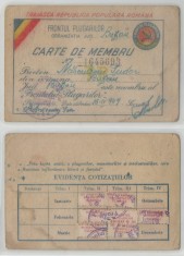 Romania, Carnet membru Frontul Plugarilor, Buzau, 1949