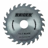 Disc circular pentru lemn Raider 115 mm, 24 dinti, alezaj 22,2 mm