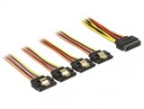 Cablu de alimentare SATA 15 pini la 4 x SATA 15cm, Delock 60156