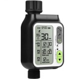 Programator irigare gradina, display LCD, cu senzor ploaie, adaptoare incluse, IP65, temporizator automat electronic udat stropire gazon, peluza, pati