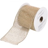 Panglică Decorativă Crăciun, Plasă, Bej șampanie, Poliester, Lungime 5m, Lățime 63mm, Oem