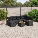 Cumpara ieftin Gossi set mobilier de gradina cu perne, 8 piese, negru, poliratan