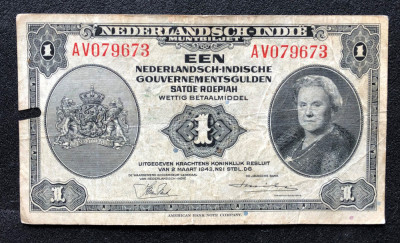 India Olandeza 1 gulden 1943 foto