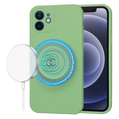 Husa silicon iPhone 12 Techsuit SoftFlex MagSafe, verde deschis foto