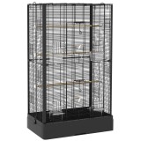 PawHut Cușcă pentru Păsări cu Tavă Detașabilă și Jucării, Volieră pentru Papagali, 61x36.5x98cm, Negru | Aosom Romania