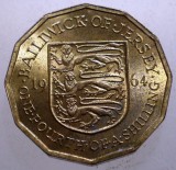 B.424 JERSEY ELIZABETH II 1/4 SHILLING 3 PENCE 1964 XF/AUNC