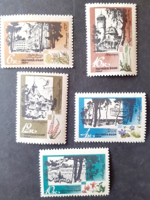 Rusia 1967 arhitectura , flori, plante serie 5v mnh foto