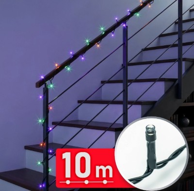 Decor Luminos Crăciun - Șir Lumini LED - 10 m - Multicolor - 200 LED - 220-240 V - 6 W - Cablu Verde foto