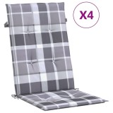 Cumpara ieftin Perne scaun spatar inalt, 4 buc. gri carouri 120x50x3 cm textil