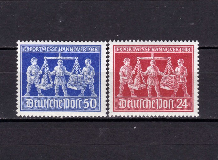 ✅ (S39)Germania 1948 -Emisiunile Aliatilor &quot; Targul de export - Hanovra&quot; ,serie Mi. 969/970 , MNH , posibile cute fine