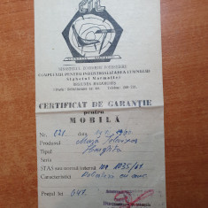 certificat de garantie pentru mobila din 14 iulie 1966 - sighetul marmatiei