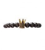 Cumpara ieftin Bratara cu pietre naturale, Onix, Gold Crown, A4B141-1