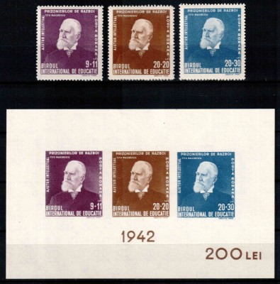 Romania 1942, LP 147 + 148, Titu Maiorescu, seria + colita, MNH ! foto