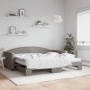 VidaXL Pat de zi cu extensie și saltele, gri taupe, 100x200 cm, textil 3197214