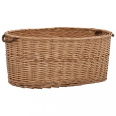 vidaXL Coș lemne foc cu m&acirc;nere de transport natural 78x54x34 cm salcie