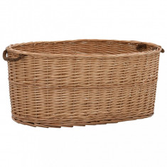 Cos lemne foc cu manere de transport natural 78x54x34 cm salcie GartenMobel Dekor