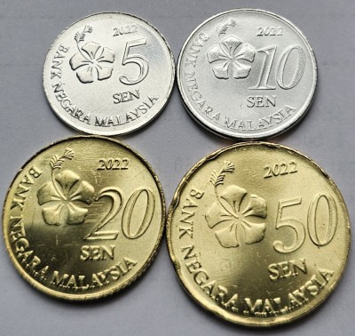 Set 4 monede 5, 10, 20 ,50 Sen 2022 Malaezia / Malaysia, unc foto