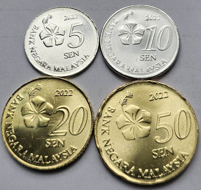 Set 4 monede 5, 10, 20 ,50 Sen 2022 Malaezia / Malaysia, unc