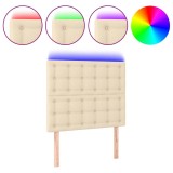 Cumpara ieftin Tablie de pat cu LED, crem, 90x5x118/128 cm, textil