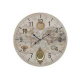 Ceas de perete din lemn cu pendul Atlasul lumii D- 58 cm, Inart