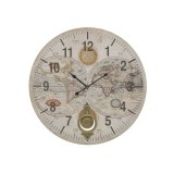 Cumpara ieftin Ceas de perete din lemn cu pendul Atlasul lumii D- 58 cm