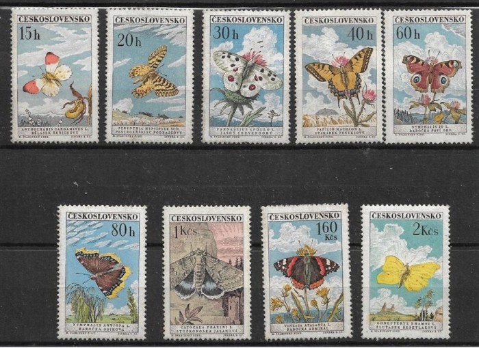 CEHOSLOVACIA 1961 FAUNA INSECTE FLUTURI