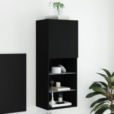 vidaXL Comodă TV cu lumini LED, negru, 40,5x30x102 cm 837058