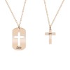 Set Coliere Cuplu Personalizate Argint 925 Placat Aur Roz, Dog Tag si Cruciulita - Bijuterii Credo Cadou Inedit