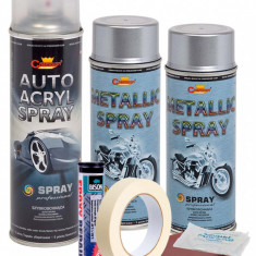 Kit complet reparatie si vopsire jante culoare Argintiu Metalizat, V2