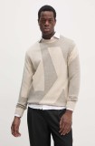 Armani Exchange pulover de lana barbati, culoarea bej, 6DZM2Q ZM4QZ