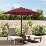 vidaXL Umbrelă de soare cu LED-uri și st&acirc;lp oțel, roșu bordo, 300 cm
