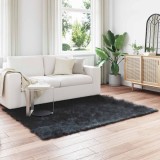 vidaXL Covor din L&acirc;nă Faux Tafalla Negru 160 x 230 cm Poliester 42021572