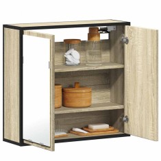 Gossi dulap baie cu oglinda stejar sonoma 65x20x60 cm lemn compozit