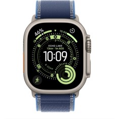 Apple Watch Ultra 3, GPS + Cellular, Carcasa Natural Titanium 49mm, Blue/Bright Blue Trail Loop - S/M