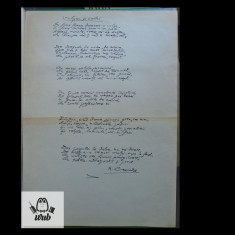 Manuscris/ Poem - Vulpea si corbul - scris si semnat de Nicolae Crevedia
