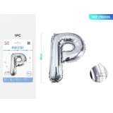 Balon din folie PartyGo litera P, 40cm, argintiu