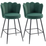 HOMCOM Set de 2 taburete de bar, scaune de bar cu spătar și suport pentru picioare, picioare din oțel, 54 x 55 x 97 cm, verde &icirc;nchis | Aosom Romania