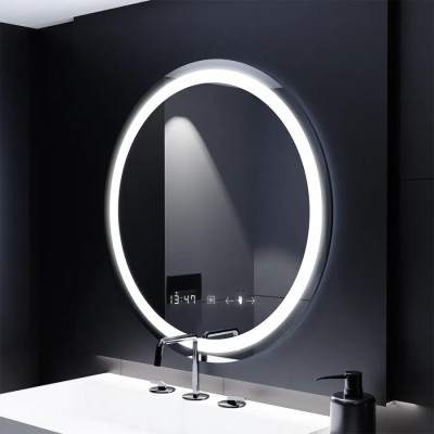Oglinda LED Rotunda, 70cm, Celeste MotionGlow Marcello, Sistem Dezaburire, Ceas &amp;amp; Termometru, Dimabila ModernLight Concept foto