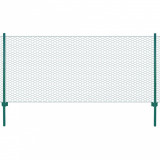 vidaXL Gard din plasă de s&acirc;rmă cu st&acirc;lpi, verde, 25 x 1 m, oțel 144610