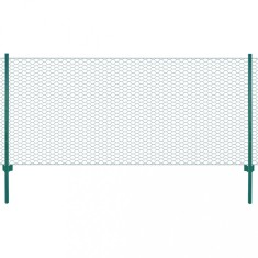 Gard din plasa de sarma cu stalpi, verde, 25 x 1 m, otel