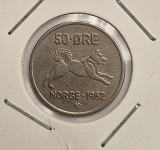 Norvegia 50 Ore 1962 km # 408 moneda cupru nichel, Europa