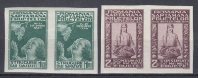 ROMANIA 1934 LP 109 a SAPTAMANA FRUCTELOR PERECHE SERII NEDANTELATE STARE MNH foto