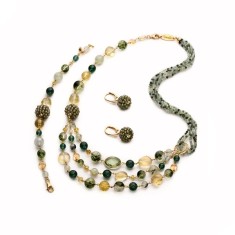 Set Diva din cuarț verde multicolor