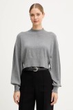 United Colors of Benetton pulover din amestec de l&acirc;nă culoarea gri, light, cu turtleneck, 1Y6SD2041