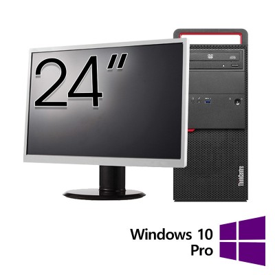 Pachet Calculator Refurbished LENOVO M800 Tower, Intel Core i3-6100 3.70GHz, 8GB DDR4, 512GB SSD, DVD-ROM + Monitor 24 Inch + Windows 10 Pro NewTechno foto
