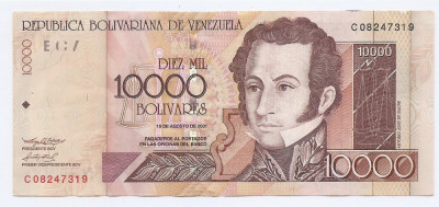 Venezuela 10.000 Bolivares 16.08.2001 - C08247319, B11, P-85b foto